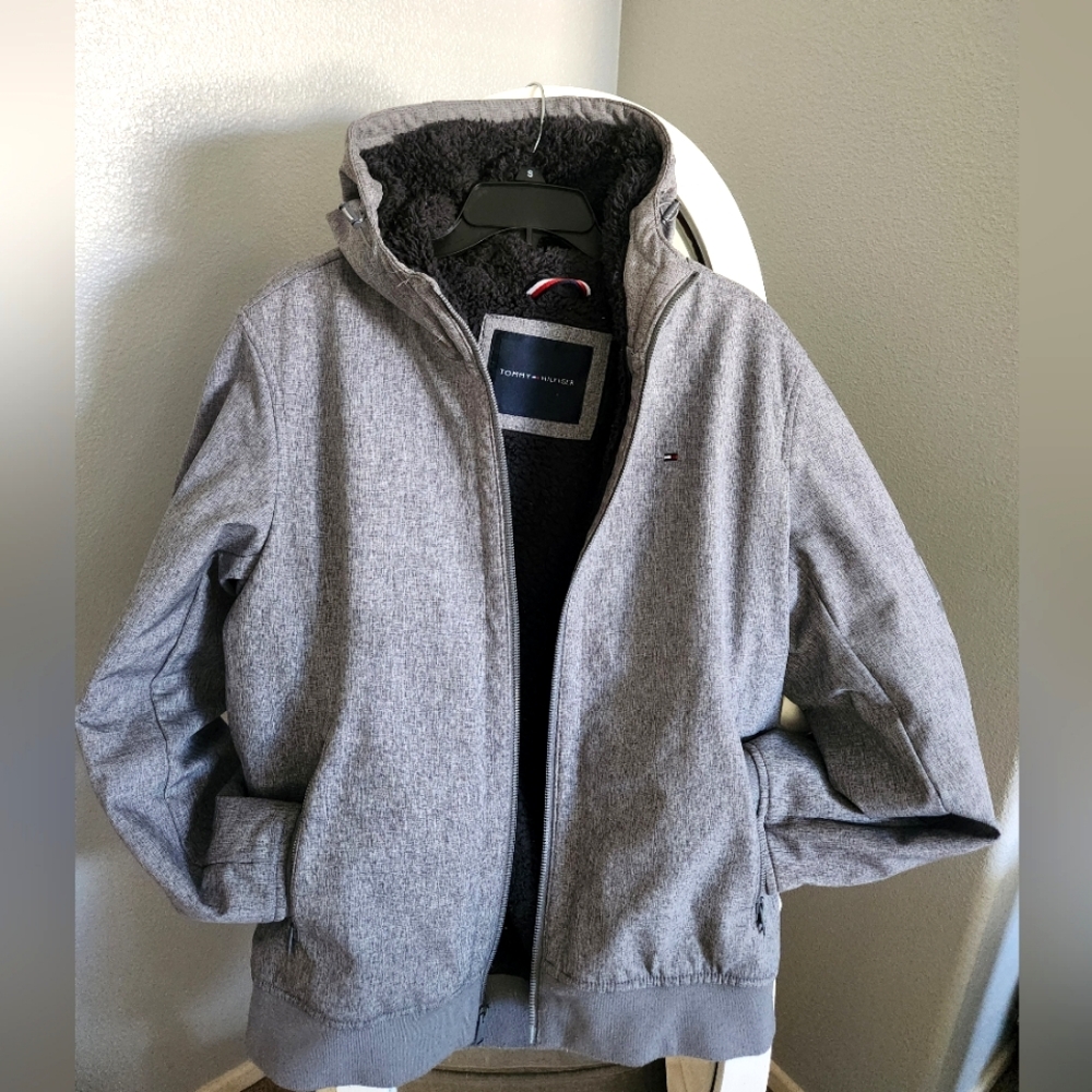 Men Tommy Hilfiger Gray Hooded Jacket